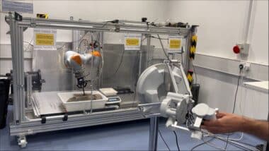 A Teleoperated System Scooping Up Simulant, Which Is An Accurate Replica Of Lunar Regolith. (image Credit Joe Louca)
