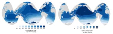 Sea Level Rise Projections From 2000 To 2150, Under Low (left) And High (right) Emission Scenarios. (shaina Sadai)