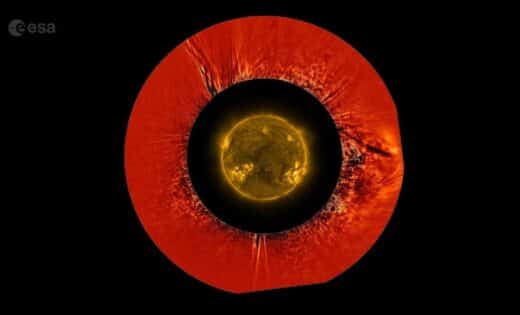 Stunning New Footage Captures Turbulence In The Sun’s Corona Image Credit: ESA & NASA/Solar Orbiter/Metis & EUI Teams e D. Telloni/INAF