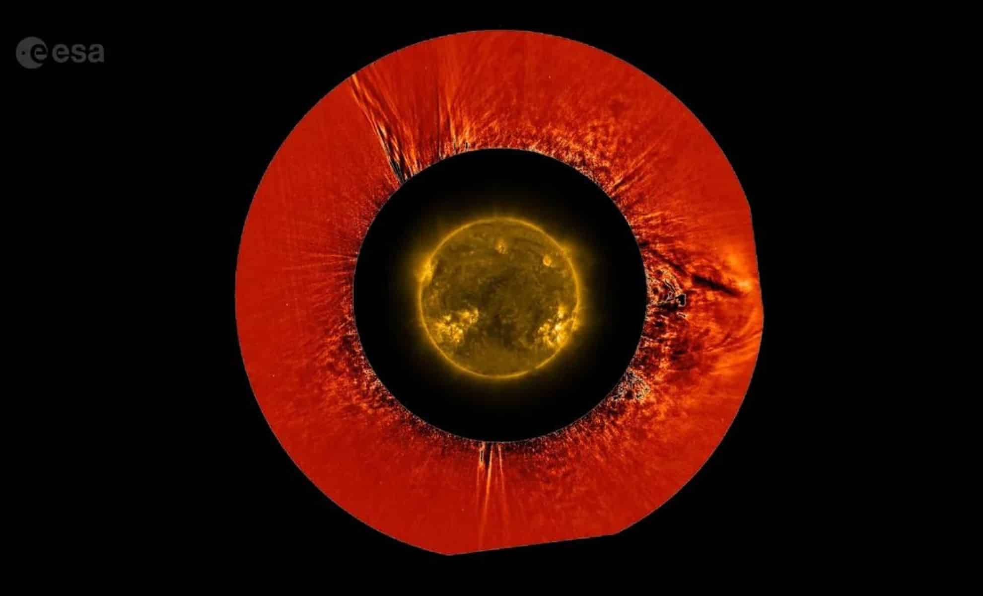 Stunning New Footage Captures Turbulence In The Sun’s Corona Image Credit: ESA & NASA/Solar Orbiter/Metis & EUI Teams e D. Telloni/INAF