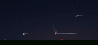 Exactly Where To See Comet Tsuchinshan Atlas, Also Called C2023 A3 And Comet A3, After Sunset On Saturday, Oct. 12, 2024.stellarium