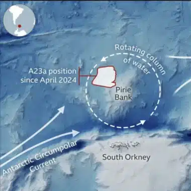 A Map Showing A23a's Location